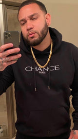 Chance Paris Men Medium Fit Hoodie White Embroidered Logo