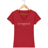 Chance Paris Women V Neck T-Shirt White Embroidered Logo