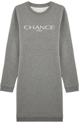 Chance Paris Women Sweatshirt Dress Long Sleeve White Embroidered Logo