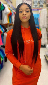 Chance Paris Women Hoodie Dress White Embroidered Logo