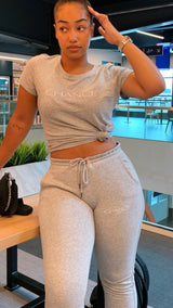 Chance Paris Women Fitted Sweatpants White Embroidered Logo