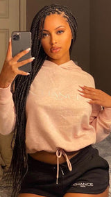 Chance Paris Women Cropped Hoodie White Embroidered Logo