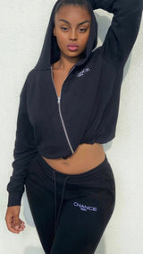 Chance Paris Women Fitted Sweatpants White Embroidered Logo