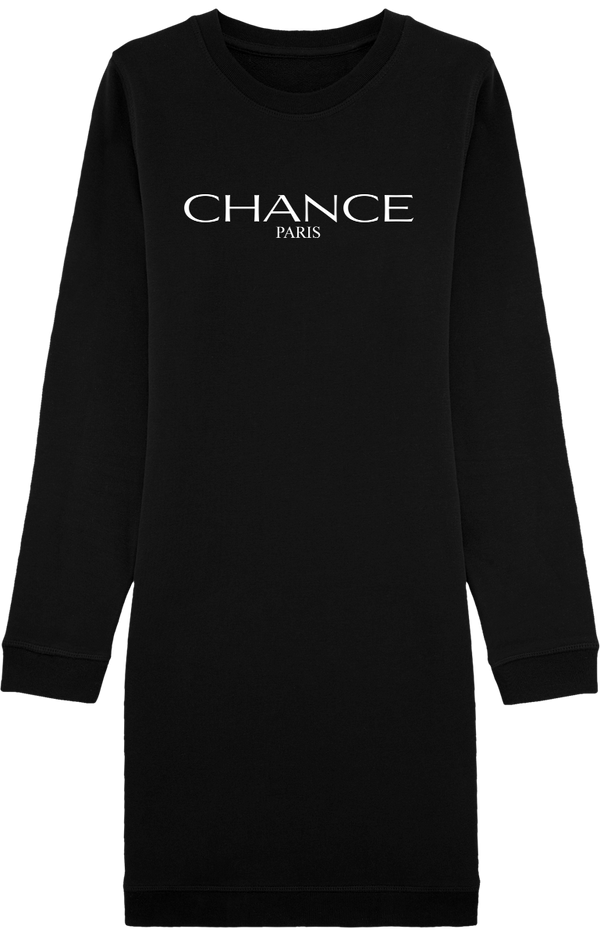 Chance Paris Women Sweatshirt Dress Long Sleeve White Embroidered Logo