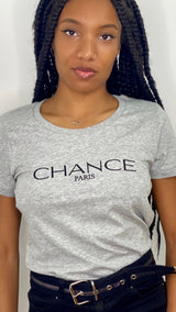 Chance Paris Women Fitted T-Shirt Black Embroidered Logo